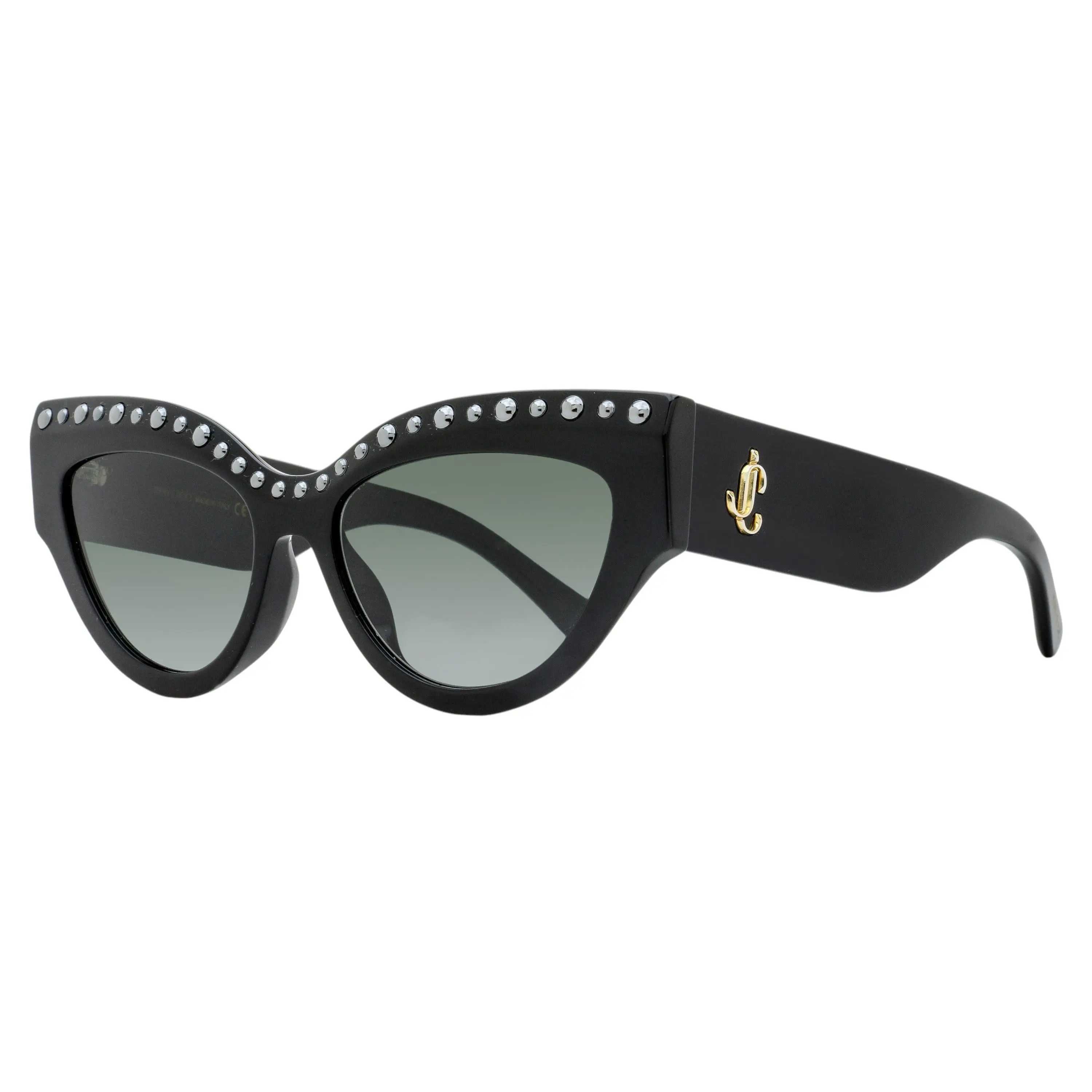 Jimmy Choo Sonja/G/S 8079O Cat Eye Sunglasses, Women's Fashion Eyewear, Black Acetate Frame, 55mm Lens, UV Protection, Pearl-Brow Shine, Wide Bridge, Stylish Shades