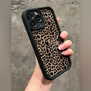 Fashion Leopard-pattern Phone Case, Shockproof Phone Protective Cover, Phone Accessory Compatible with iPhone 16 15 14 13 12 11 XS XR X Plus Pro Max