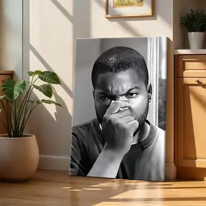 Funny Bathroom Canvas Wall Art Man Covering Nose Poster Stink Face Humor Print Black and White Restroom Decor for Guest Bath Toilet