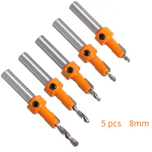 5PCs Woodworking Countersunk Hole Drill Cone Hole Drill Alloy Material Screw Step Drill Wood Self-Tapping Screw Installation imán  incorporado Screwdriver Bit Set Screwdriver Bits Set Tool