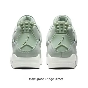 Mint Green Suede and Mesh Panel Breathable Mid-Top Retro Basketball Shoes