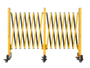 【GARVEE】Metal Expandable Barricade Gates - Folding Security Gates in Various Lengths (8 to 23 Ft), High Strength Steel, Portable, Rotatable Industrial Outdoor Barricades with Casters, Available in Yellow & Black and Orange & Black