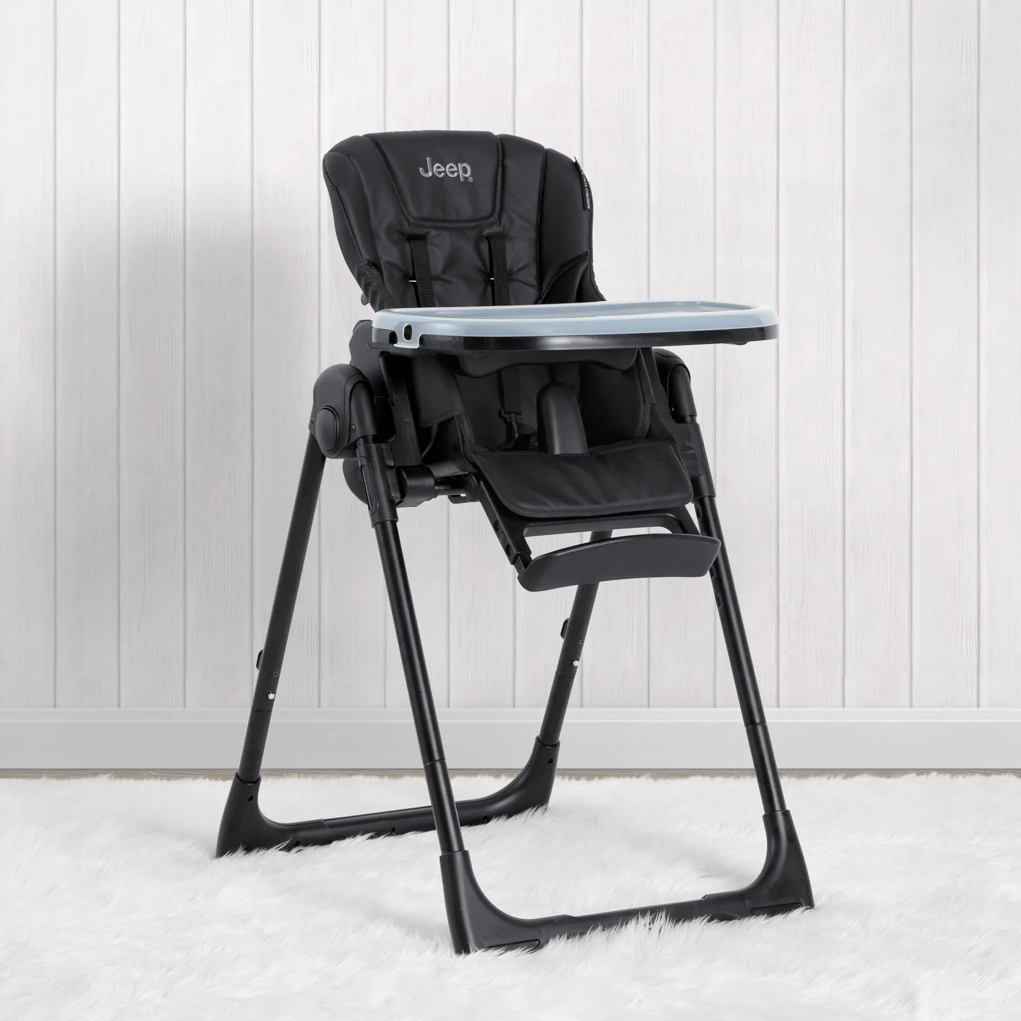 Jeep Classic Black Convertible 2-in-1 High Chair for Babies and Toddlers with Adjustable Height, Recline & Footrest