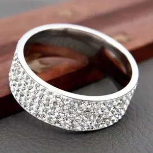 1pc Simple Style Unisex Ring, 8mm Width 5 Row Cubic Ring, Fashionable Drill Starry Sky Fashion Ring, Gift For Couple, For Daily Gift And Party
