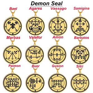 Sigil of Asmodeus Necklace Stainless Steel Ars Goetia Demon Seal Pendant Jewelry