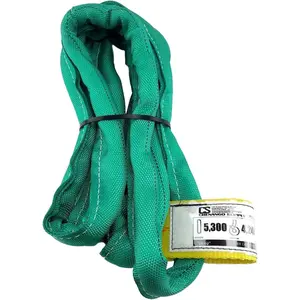VR2 Green Round Sling, 4 ft – USA Made, 5,300 lb Vertical, 4,240 lb Choker, 10,600 lb Basket –-Ply Cover Endless Poly Rigging Sling for Lifting & Handling