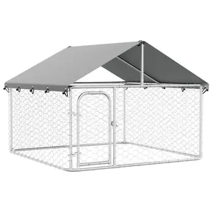 vidaXL Outdoor Dog Kennel, Dog Pen Kennel Playpen House with Roof, Heavy Duty Dog Crate Outdoor Metal Pet Animal Cage Fence for Yard 171498