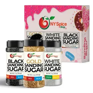 Black, Gold & White Sanding Sugar Set – Elegant Edible Sprinkles for Glam Events, Halloween, Weddings & More (3 Pack, 4 oz Each)