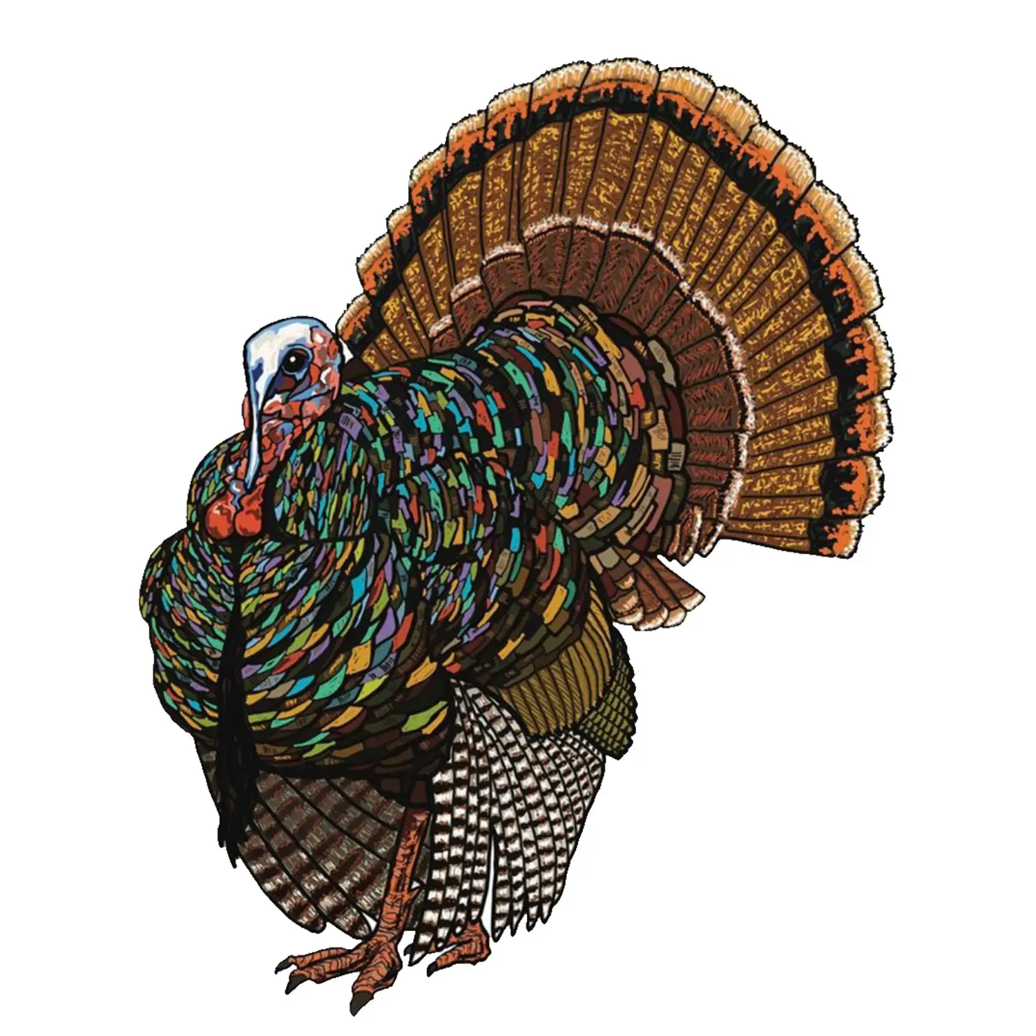 Colorful Wild Turkey Sticker, Vibrant Thanksgiving Vinyl Decal, Fall Harvest Gift Idea, Suitable for Laptops, Cars, Water Bottles