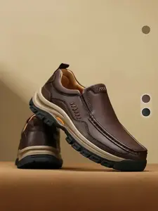 Casual Plain Men's Slip-On Walking Shoes with Non-Slip Comfort Rubber, Stylish Footwear for Daily Office and Outdoor Use, Available in and Sizes 39-48