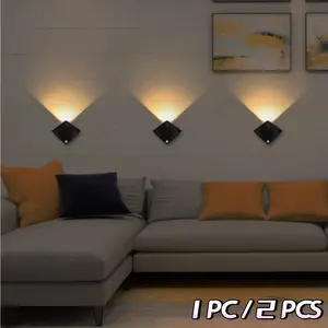 Modern Motion Sensor Wall Light with Adjustable Brightness and Color, Battery-Powered LED Ambient Lighting Night Light for Hallway, Bedroom, Kitchen, Cabinet, Staircase, Home Decor Light, Dimmable Wall Lamp