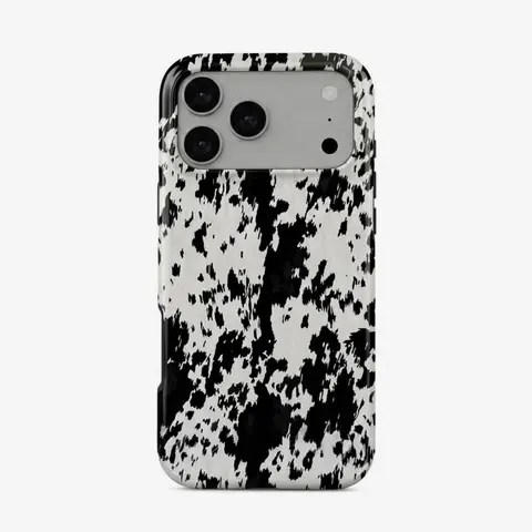 MagSafe Protective Smartphone Case for iPhone 18/17 ProMax - Western Cowhide Print, Cowgirl Aesthetic, Shockproof Protector, Customized Fade-Resistant UV Black White Animals Accessories