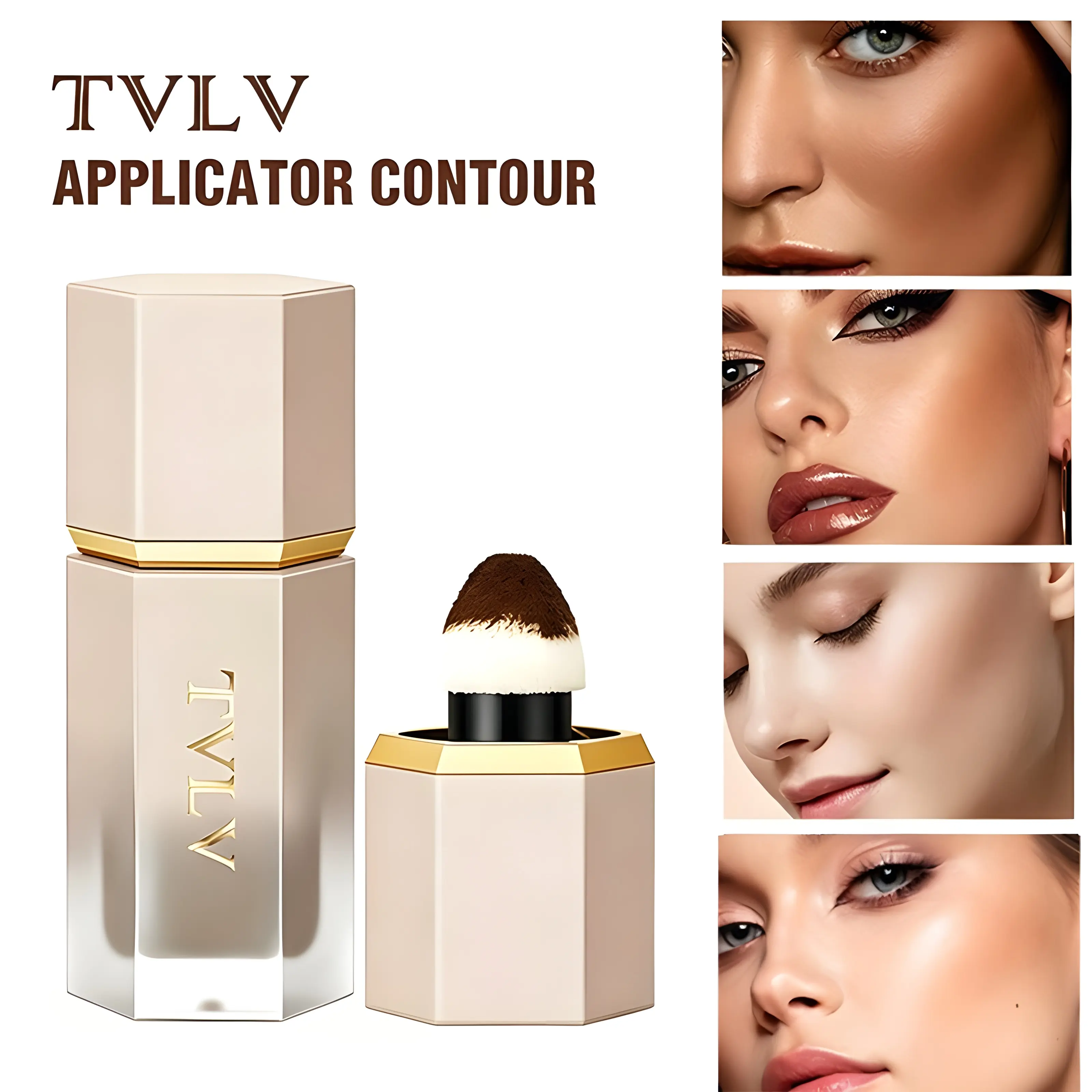 3D Liquid Cream Contour Stick - Flawless Makeup, Lightweight Smooth Bronzer, Blend Easily Highlighter, Waterproof, Smudge-Proof, Portable with Blending Applicator Tip for Daily Wear, Soft Glam Nights, Bronzed Makeup, Youthful Look
