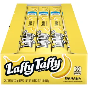 Laffy Taffy Rope - Banana Flavor (Box of 24 Ropes) Candy Snack Sweet Treats Mixed Variety Pack