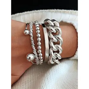 5-Piece Fashion Chain Style Open Cuff Bracelet Set for Women, Ideal for Holiday Gifts, Perfect for Dates and Parties