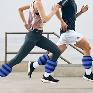 A Pair Of Adjustable Weighted Wrist And Ankle Straps, Suitable for Fitness Training, Gymnastics, And Aerobic Exercises, Made Of Durable Oxford Fabric, In Blu