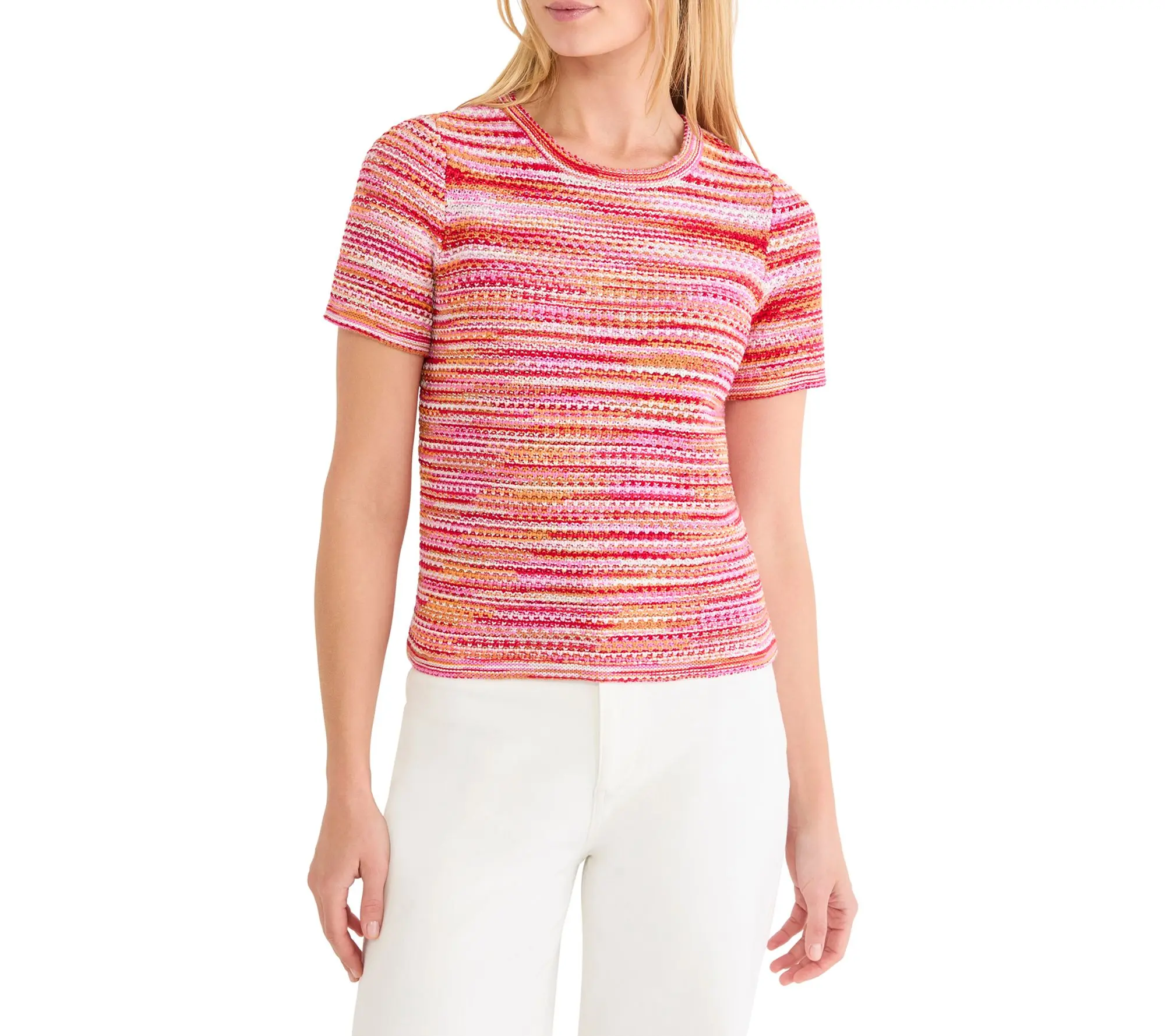 NIC+ZOE Spacedye Tuck Stitch Sweater Tee