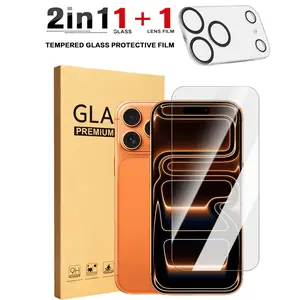 Two-In-One HD Tempered Glass Screen Protector + Camera Lens Protector, Compatible with iPhone 17/air/17 Pro/pro Max, 9h Hardness, Anti-Scratch