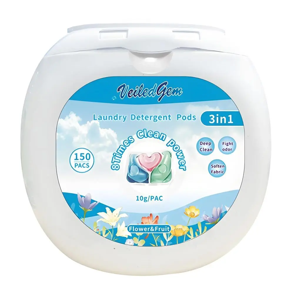 Laundry Detergent Pods Concentrated Liquid Laundry Detergent Pacs 3 in 1 High Efficiency Flower&Fruit Scent (150 pacs)