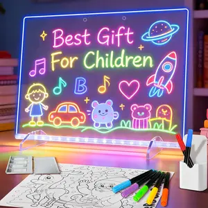 Led Drawing Board with 13 Light Effects, 16" Rechargeable Glow Doodle LED Note Board with Colors, Neon Light Up Drawing Tablet Gifts for Kids for Easter Birthday Christmas Gift Ideas | Girl Birthday gift tiktokshopspringglowup