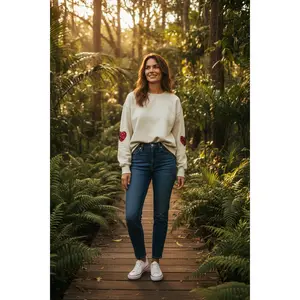 Red Sequin Heart on sleeve