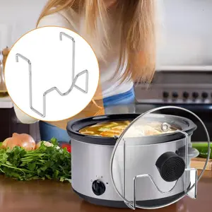 Stainless Steel Crock Pot Lid Holder | Holiday Season Kitchen Organizer, Snap Fit Slow Cooker Lid Storage Rack, Space Saving Countertop Gadget for Thanksgiving/Christmas Cooking, No Mess Lid Stand for Most Slow Cookers & Crock Pots