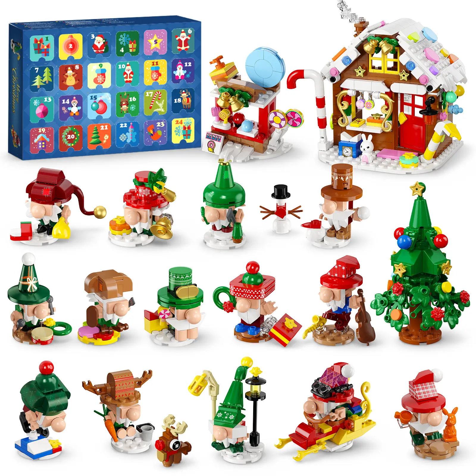 PLAXSOON Advent Calendar 2026 Christmas Gnome Village Building Set for Kids Compatible with LEGO Bricks | 24-Day Countdown Building Kit with 14 Gnomes, Gingerbread House, Xmas Tree for Home Decor, Holiday Gift for Adults Boys Girls