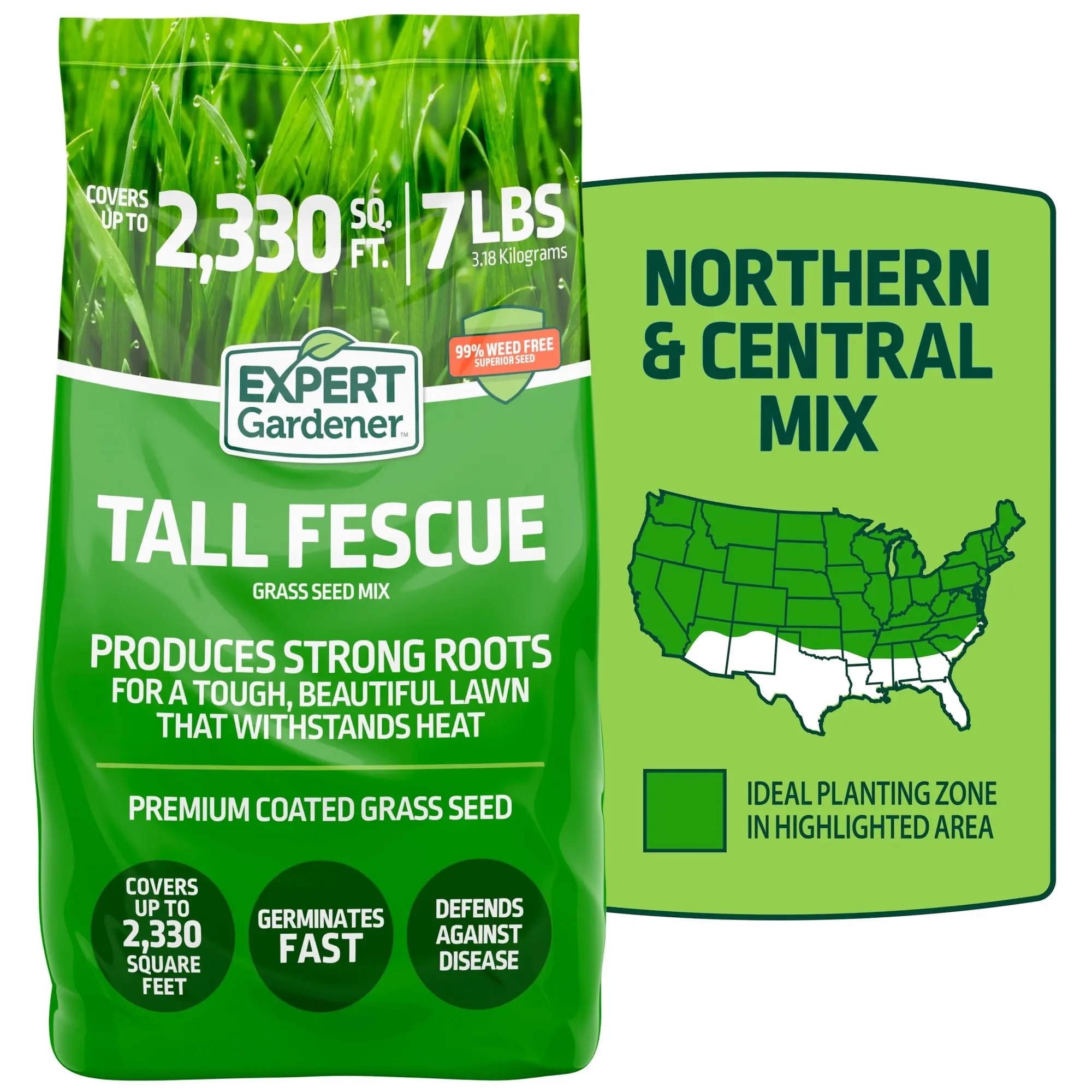 Tall Fescue Drought Resistant Grass Seed Mix, for Sun to Partial Shade, 7 lb.