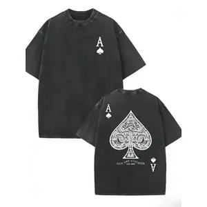 valentine shirts 1pc, Poker Card Pattern Printed T-Shirt, Spring And Summer Round Neck Short Sleeved  T-Shirt,  Breathable Casual Sports Top, Holiday Gift
