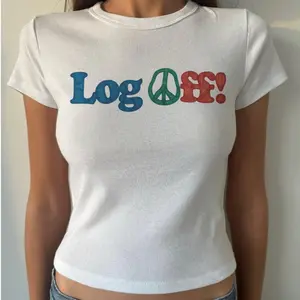 Log Off Peace Baby Baby Tee – Y2K Retro Aesthetic Tee