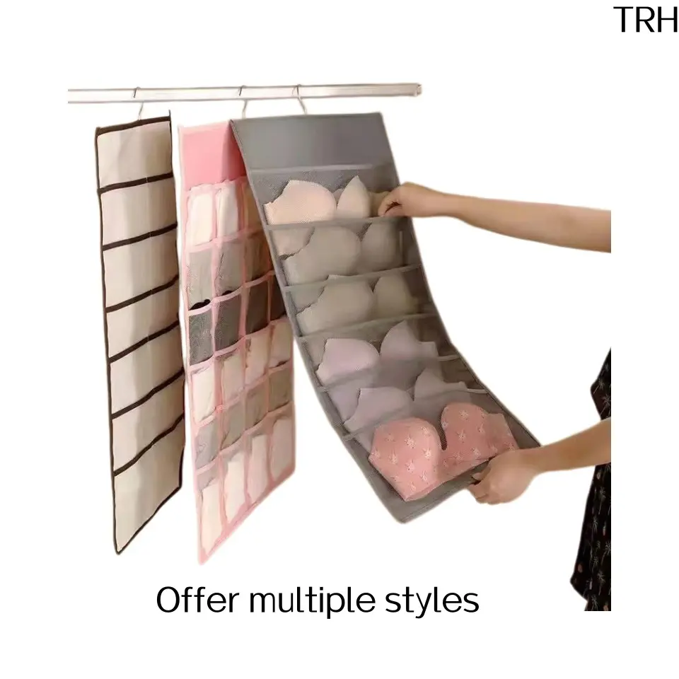 Dual-Sided Mesh Hanging Lingerie Organizer Bag with Multiple Slots - Breathable Unisex Space Saver, Wall-Mount Closet Storage Pouch for Underwear, Socks, Women's Underwear, Dorm & Apartment Wardrobe Sorting, Underwear For Women, Daily