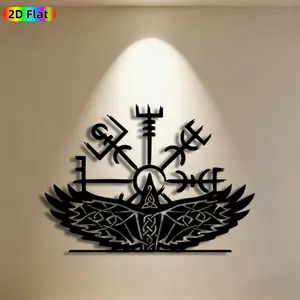 1pc Viking Symbols Metal Wall Art,Viking Symbols Statue Mural, Ideal Gift for Halloween, New Year, Viking Culture Enthusiasts,  Metal Wall Decor Wall Sculptures, Perfect for Outdoor Fence & Indoor Wall,Nordic Mythology Fans Viking Decor Enthusiasts