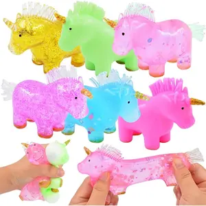 6 Pack Unicorn Stress Balls, Squishy Squeeze Balls Fidget Toys for Kids Girls Boys Adults, Christmas Stocking Stuffers Valentines Day Card Prizes Party Favors Gifts