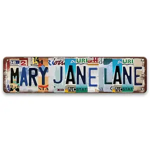 Mary Jane Lane Metal Tin Sign 10x40cm, Novelty Street Sign, Home & Room Decor, Wall Art for Bars Cafes Garages, Perfect Gifts
