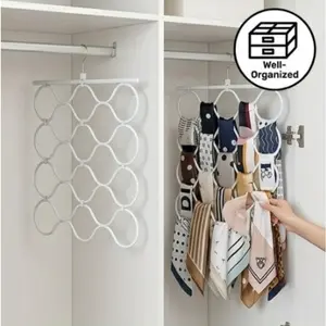 One-piece silk scarf storage rack, tie storage rack, multi-hook silicone anti-slip, dedicated silk scarf storage rack, scarf, tie, and stocking storage artifact, multi-functional household liquid silicone non-marking anti-slip clothes hanger.