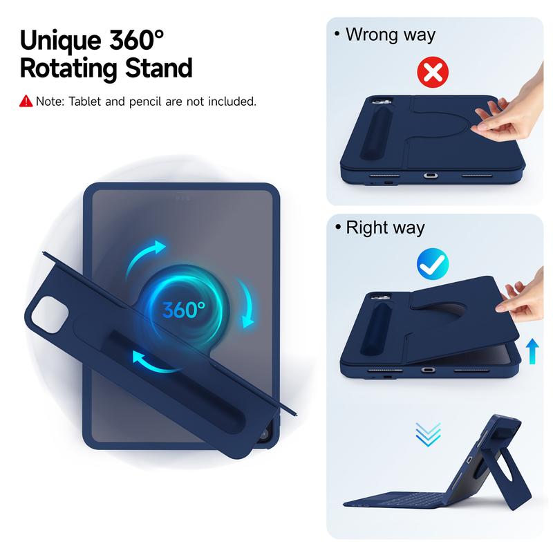 accrosoo for iPad Air 11 inch (M3 2025/M2) Rotatable Detachable Magnetic Keyboard Case with Trackpad & Backlits for 11" iPad Pro (4th/3rd/2nd/1st Gen)&iPad (A16) 11th Gen and 10.9" iPad Air 5th/4th&10th Gen,Blue tablet case, Adjustable angles