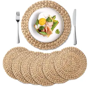 Round Woven Placemat, 6 Counts/3 Counts Boho Style Placemat, Heat Resistant Placemat, Table Mat for Home Kitchen Dining Room