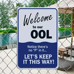 1count, Pool Rules Sign - Rust-Free, Fade-Resistant Metal Decor for Swimming Pools - No Peeing Allowed - 8x12 Inches