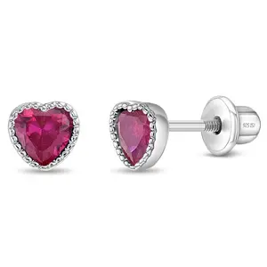 Sweetheart Kids / Children's / Girls Earrings Screw Back - Sterling Silver