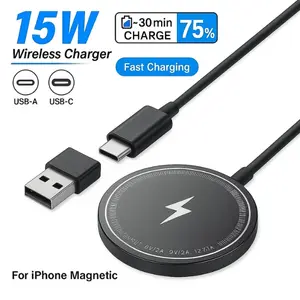 15W Magnetic Wireless Charger for iPhone 16 15 14 13 12 Series Pro Max Plus Mini – Fast USB-C PD Charging Pad for iPhone, Samsung Galaxy, Pixel & All Qi Devices – MagSafe Compatible