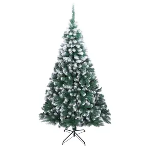 7FT Premium White PVC Christmas Tree with 870 Branches for Full Luxurious Holiday Decorations Sparkling Artificial Snowy Tree for Home and Office