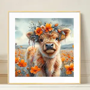 Cow Pattern DIY Diamond Arts Colorful Painting Kit without Frame, DIY 5D Diamond Arts Colorful Painting for Bedroom Home Wall Decor