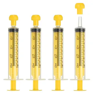 PETAXCELL Feeding Syringes with Cap, Plastic Syringes for Liquid Pet Feeding Measuring Tool No Needle 10ml, (Yellow, 4pcs), Intended for Dog / Cat / Rabbits / Small Animal / Scientific Lab