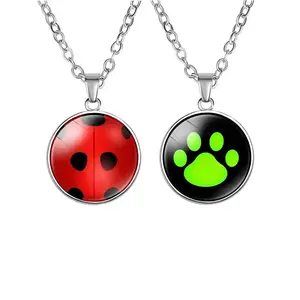 Cool Ladybug & Cat Noir Cartoon Pendant Necklaces