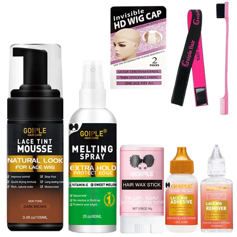 Beginner Lace Wig Kit, Natural Seamless, Easy Application, Long-Lasting, Quick Dry, Non-Greasy, Waterproof Adhesive, Hair Wax, Edge Control Brush