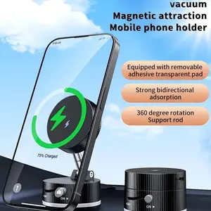 Vacuum magnetic phone holder, foldable and extendable, strong magnetic, portable, suitable for multiple scenarios, easy to operate, bubble free