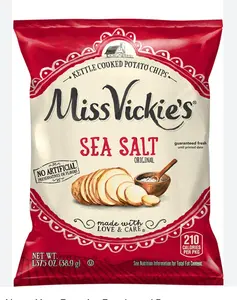 Miss Vickie's Sea Salt Flavored Kettle Cooked Potato Chips, 1.375 Ounce (Pack of 16) Salted Snack Savory