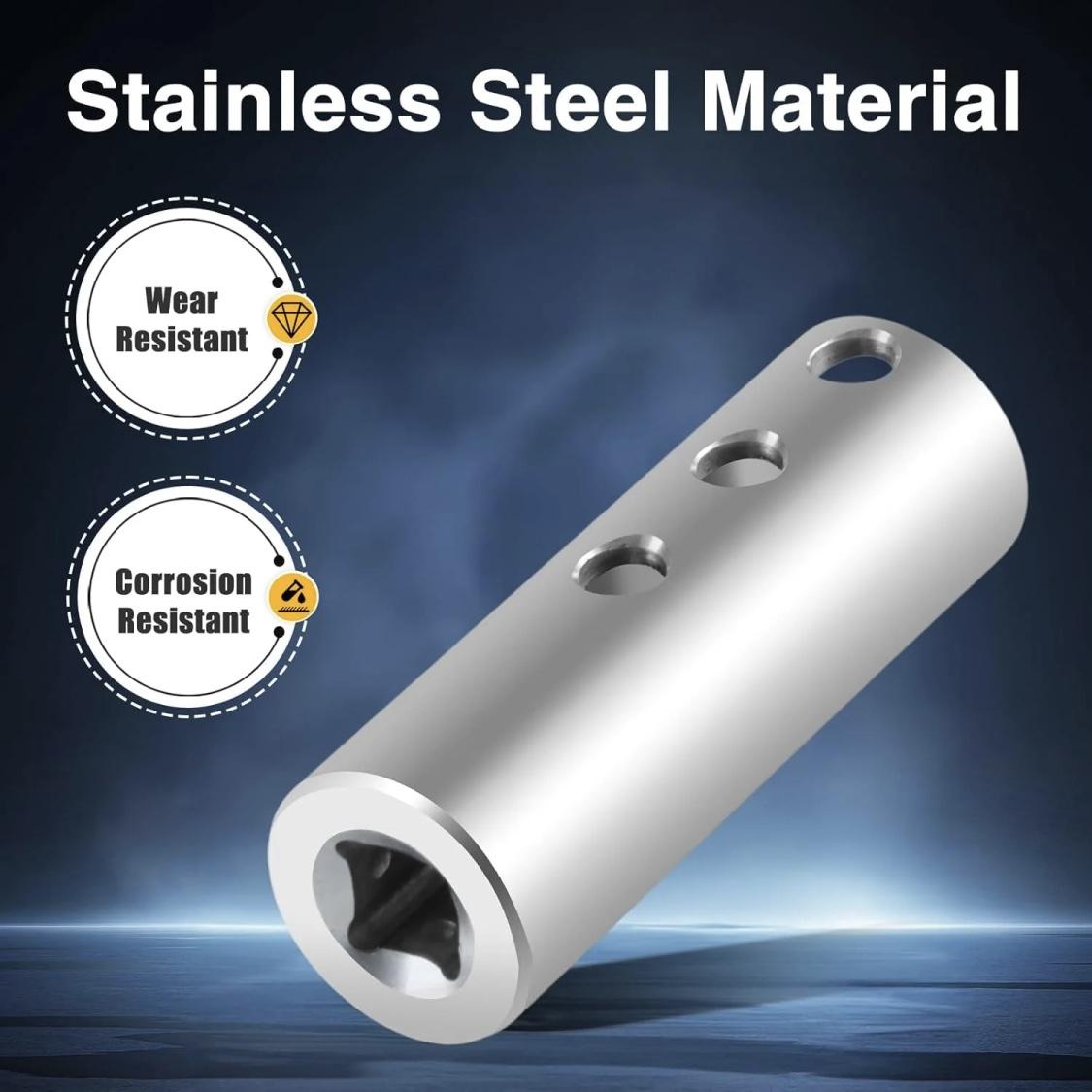 Upgraded Stainless Steel Trailer Jack ElectricDrill Adapter with a 1/2 in Socket Adapter BitCompatible with 1 Inch Jack Drive Shaft