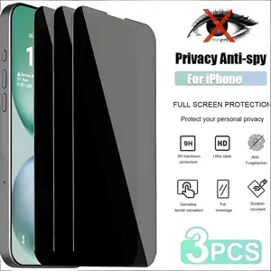 Privacy Screen Protector, 3 Counts Anti-spy Protective Tempered Glass Film, Phone Screen Protector Compatible with iPhone 17 16 15 14 13 12 11 Pro Max Plus X XS XR mini, Protection, Accessories