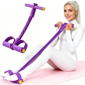 6-Tummy Trimmer with Foot Pedal, Portable Home Fitness Resistance Bands Set for Full Body Workout